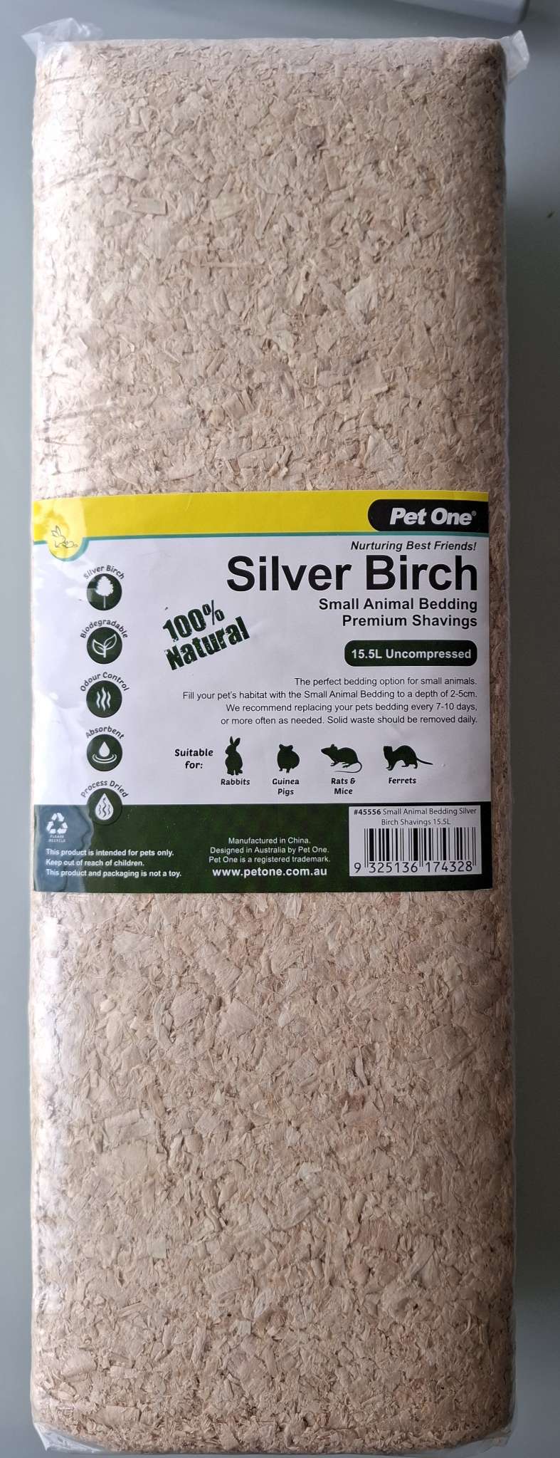 Pet One Small Animal Silver Birch Shavings 15.5L